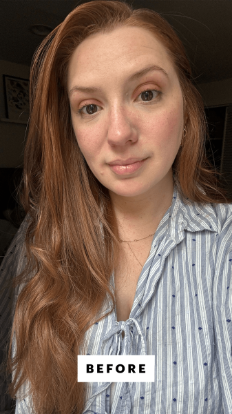 Selfie of Social director Kassidy Silva before applying the K18 Damage Shield pH Protective Shampoo and Conditioner