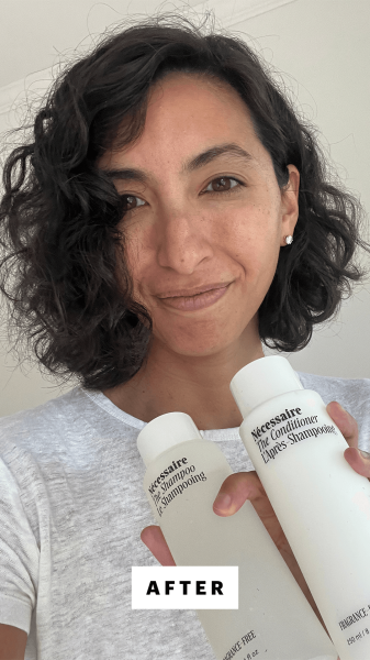 Selfie of Deanna Pai after applying the Ncessaire The Shampoo and The Conditioner