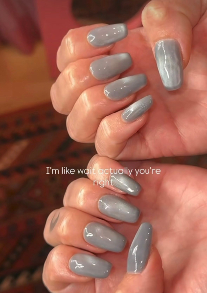 Demi lovato's magnetic gray manicure